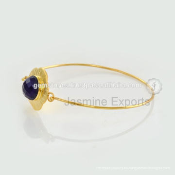 Handcrafted última calidad Gemstone brazaletes plata bisel ajuste Vermeil oro plateado brazalete